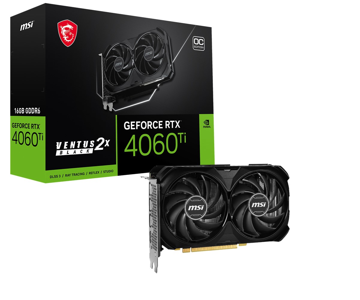 MSI VGA GEFORCE RTX 4060 TI VENTUS 2X BLACK 16G OC RTX4060TI 16GB GDDR6 128B DX12 PCIE 4.0 X16 (3XDP 1XHDMI)